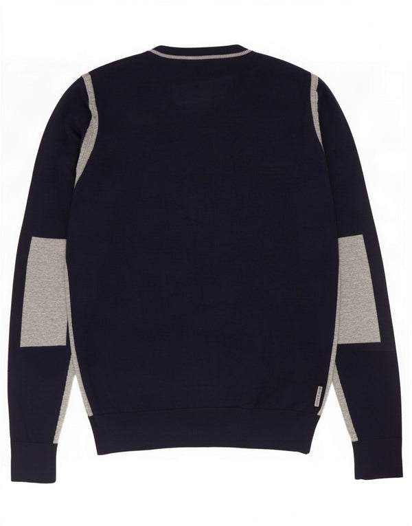Maglione da uomo Armani Slim Fit con scollo a V XL Blu navy a blocchi di colore