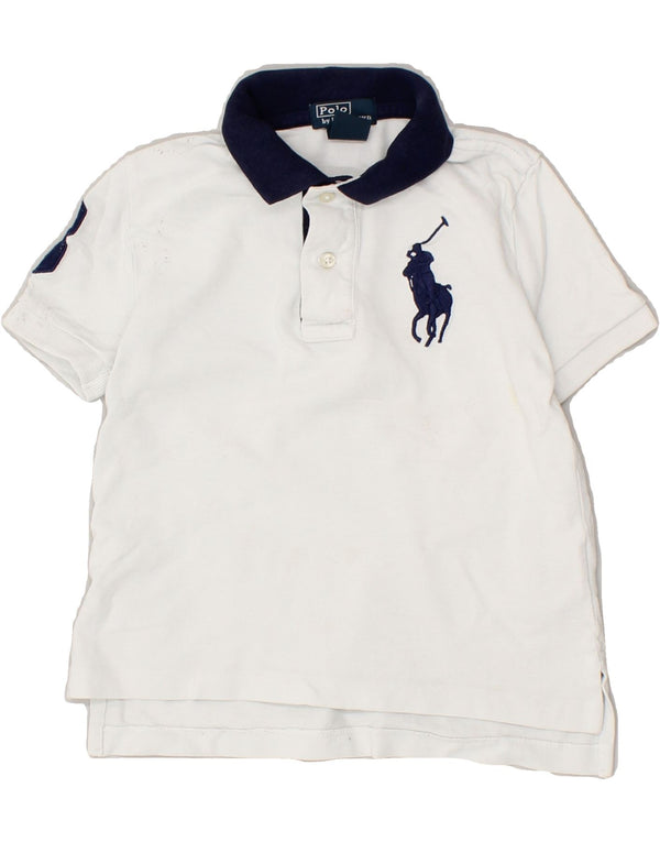 POLO RALPH LAUREN Αγόρια γραφικό μπλουζάκι πόλο 2-3 ετών Λευκό βαμβακερό