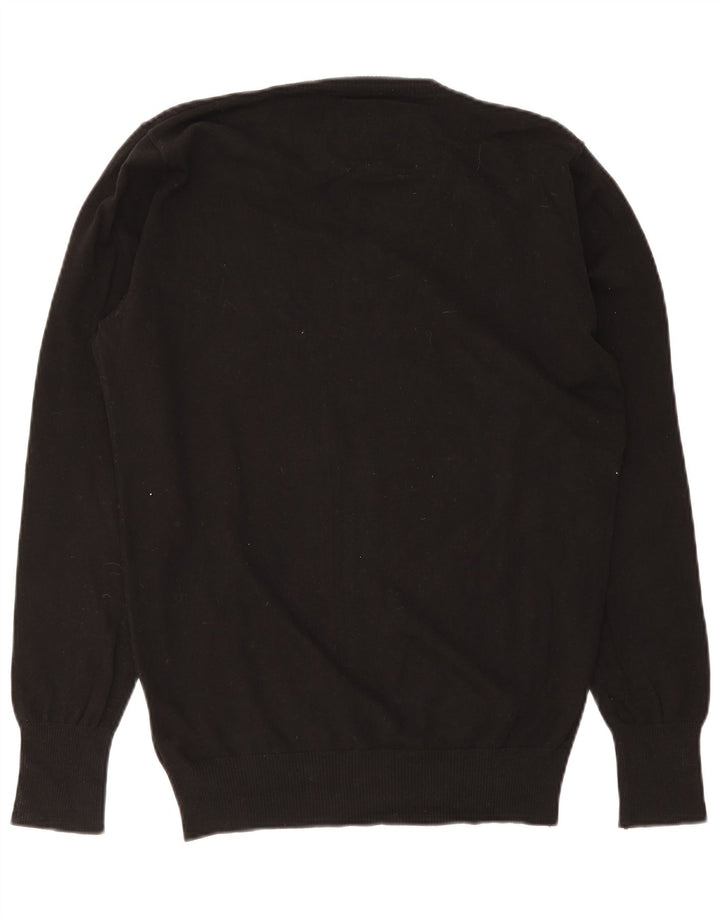 Diesel Mens V-Neck Jumper Sweater Large Black Cotton