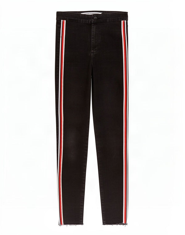 Женские джинсы скинни Zara Trafaluc EU 38, маленькие W28 L27, черные в полоску