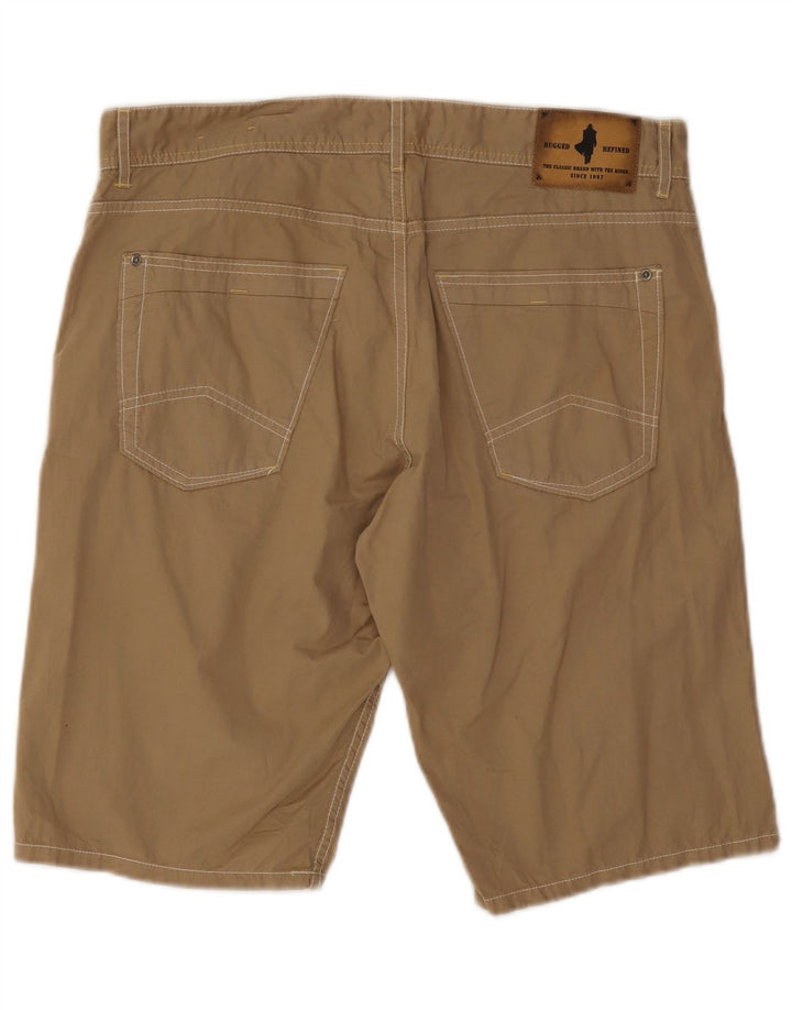 Marlboro Classics Mens Casual Shorts W34 Large Beige Cotton