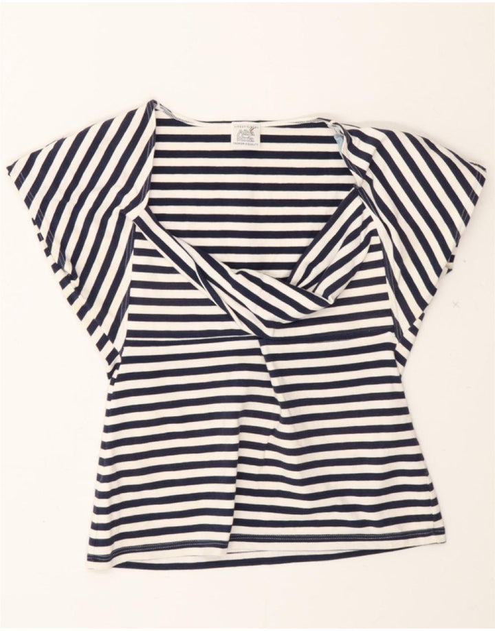 ALBA MODA Womens Crop Blouse Top UK 12 Medium Black Striped Vintage Alba Moda and Second-Hand Alba Moda from Messina Hembry 