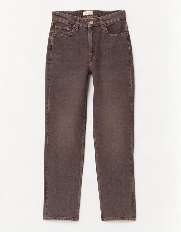 Zara Damen Straight Jeans EU 40 Medium W30 L29 Grau