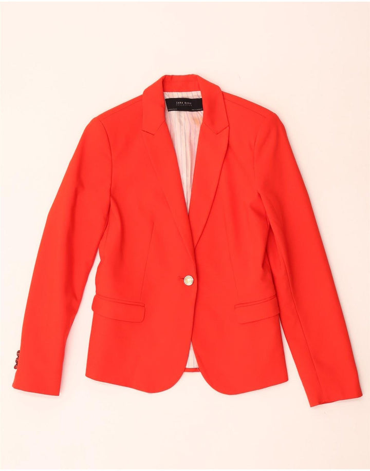 Zara Womens 1 Button Blazer Jacket UK 12 Medium Red Acetate