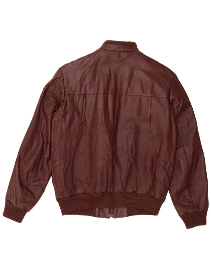 Vintage Womens Bomber Leather Jacket IT 54 2XL Burgundy Leather