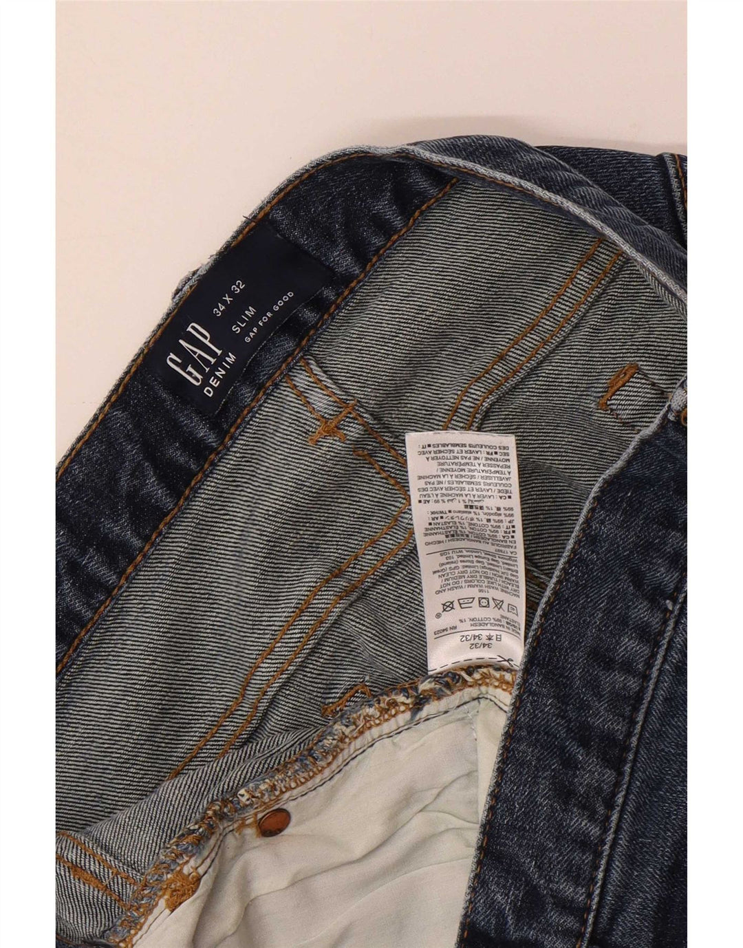 Gap Mens Distressed Slim Jeans W34 L32 Blue Cotton