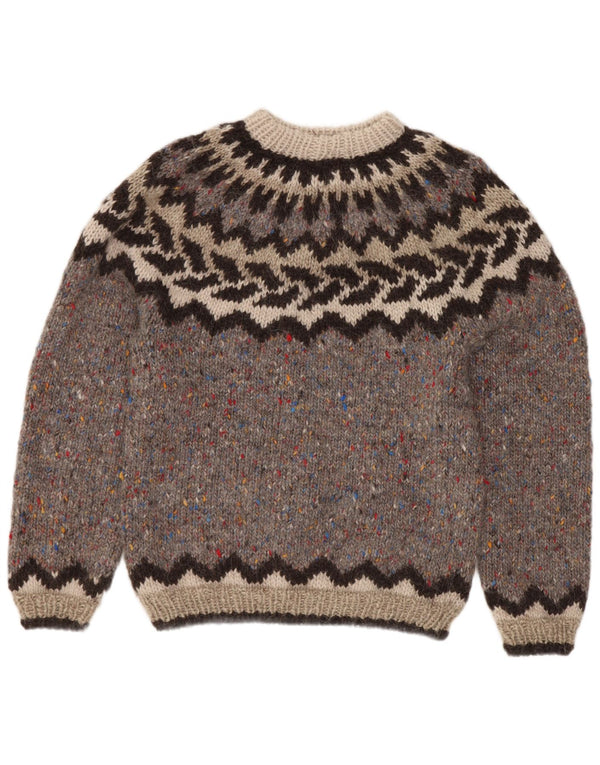 Vintage γυναικείο πουλόβερ με λαιμόκοψη στο UK 8 Small Grey Fair Isle