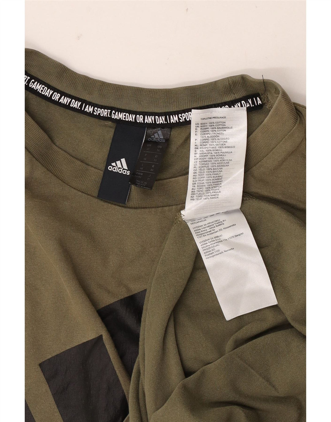 Adidas Mens Graphic T-Shirt Top Medium Khaki Cotton