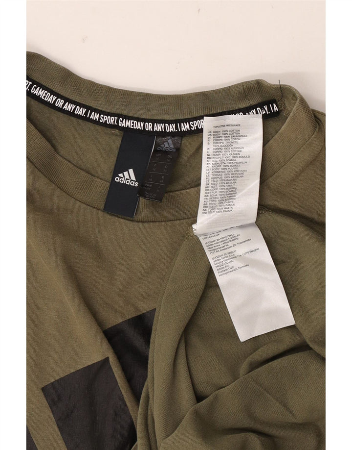 Adidas Mens Graphic T-Shirt Top Medium Khaki Cotton