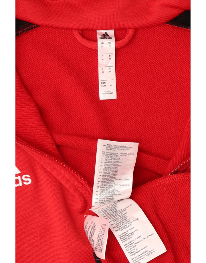 Adidas Mens Tracksuit Top Jacket Medium Red Colourblock Polyester