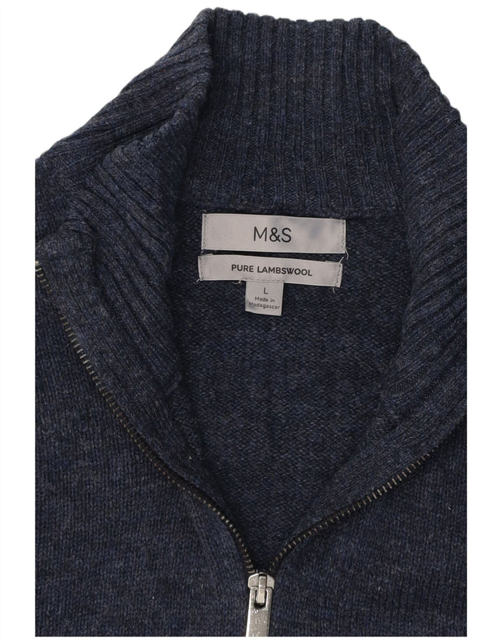Marks & Spencer Herre sweater med lynlåshals Stor marineblå klassisk