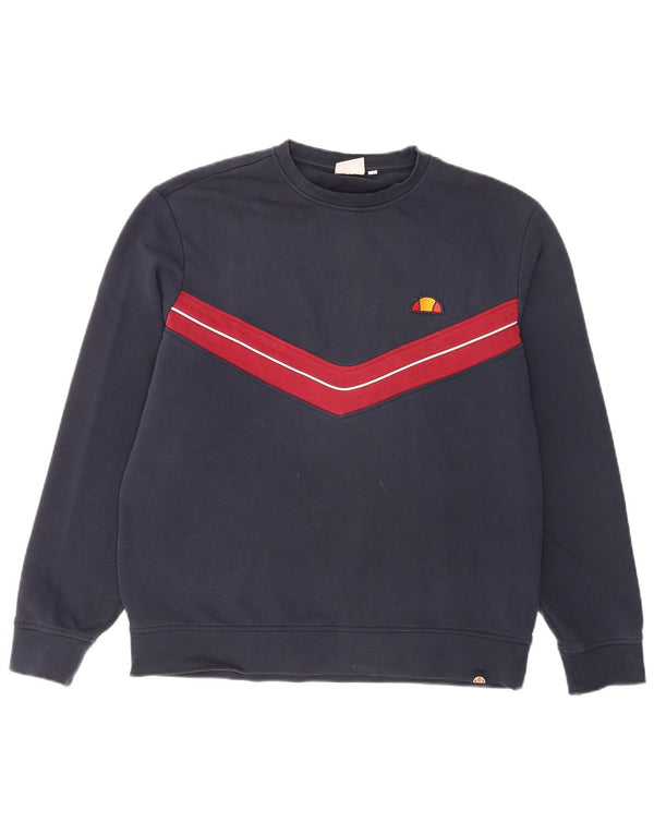Ellesse Mens Sweatshirt Jumper Medium Navy Blue Colourblock Cotton