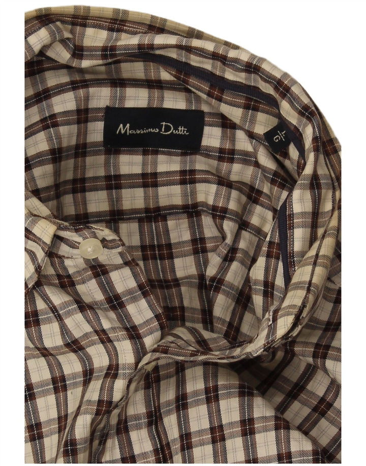 Massimo Dutti Mens Flannel Shirt Large Brown Check