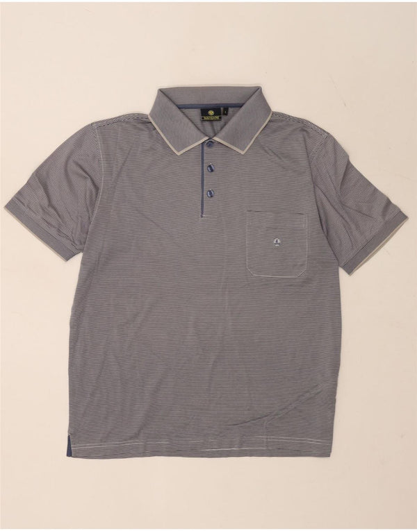 Polo Uomo Navigare Large Blu Gessato Cotone Nautico
