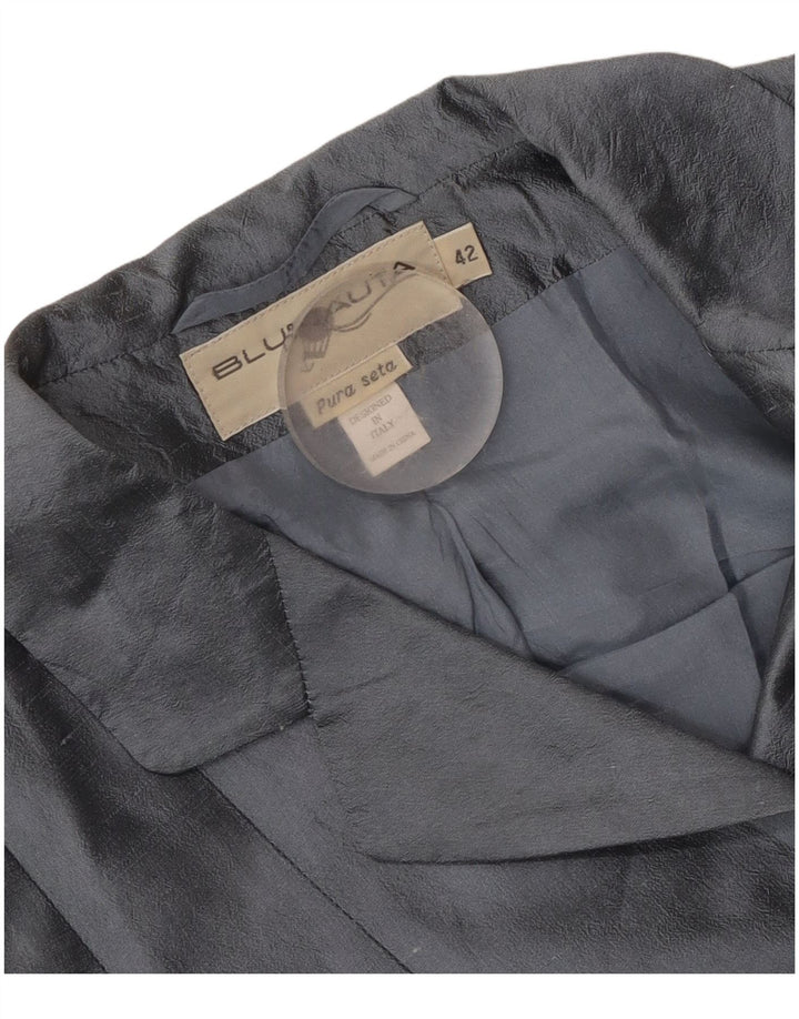 Blunauta Dame Crop 6 Button Blazer Jacket IT 42 Medium Grey Silke