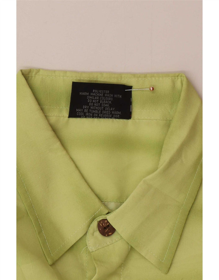 Lowes Mens Graphic Short Sleeve Shirt Large Green Polyester Hawaiian