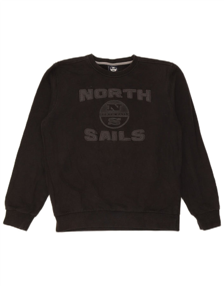 North Sails Boys Graphic Sweatshirt Jumper 13-14 Years Black Cotton