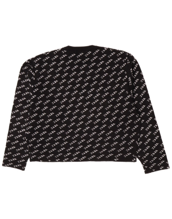 Γυναικείο πουλόβερ Zara Graphic Crew Neck Jumper UK 14 Medium Black