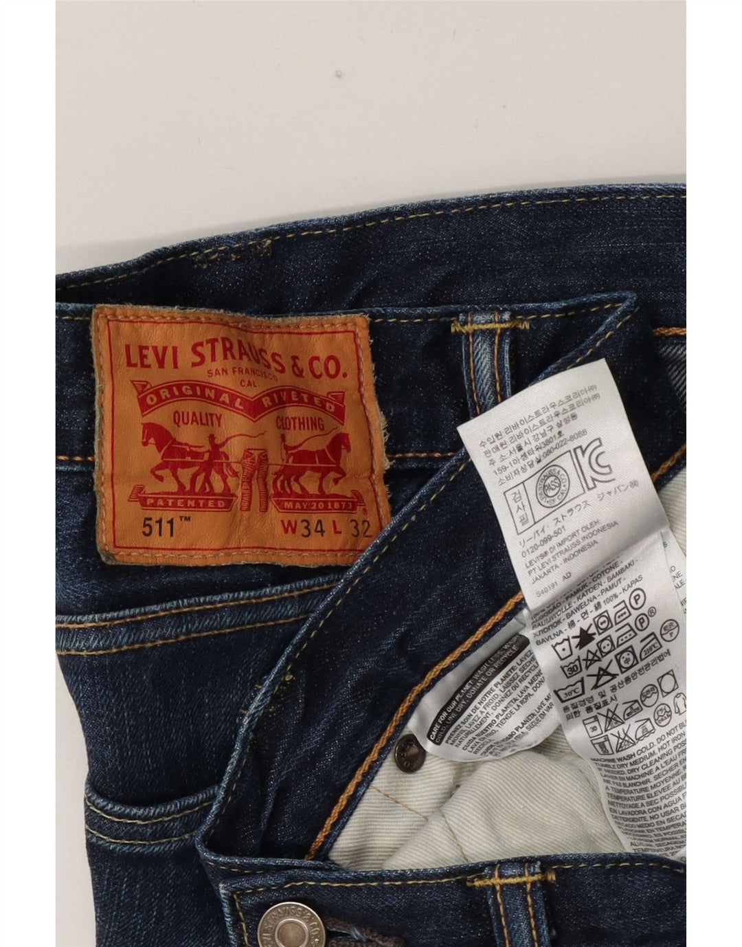 Levi's Mens 511 Slim Jeans W34 L32 Blue Cotton