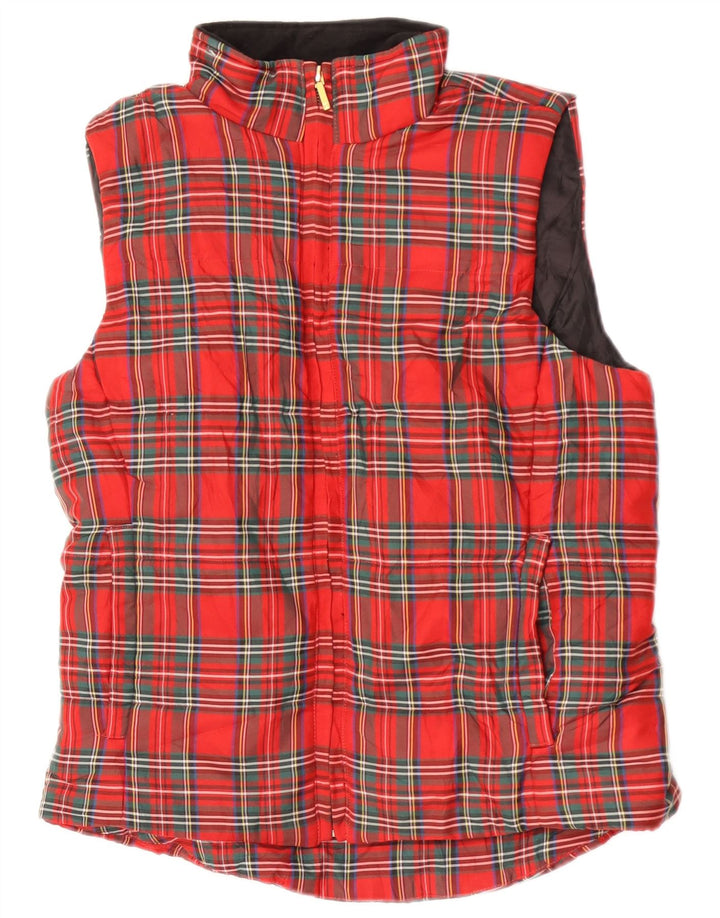 Chaps Womens Gilet Gilet UK 14 Medium Red Check Polyester