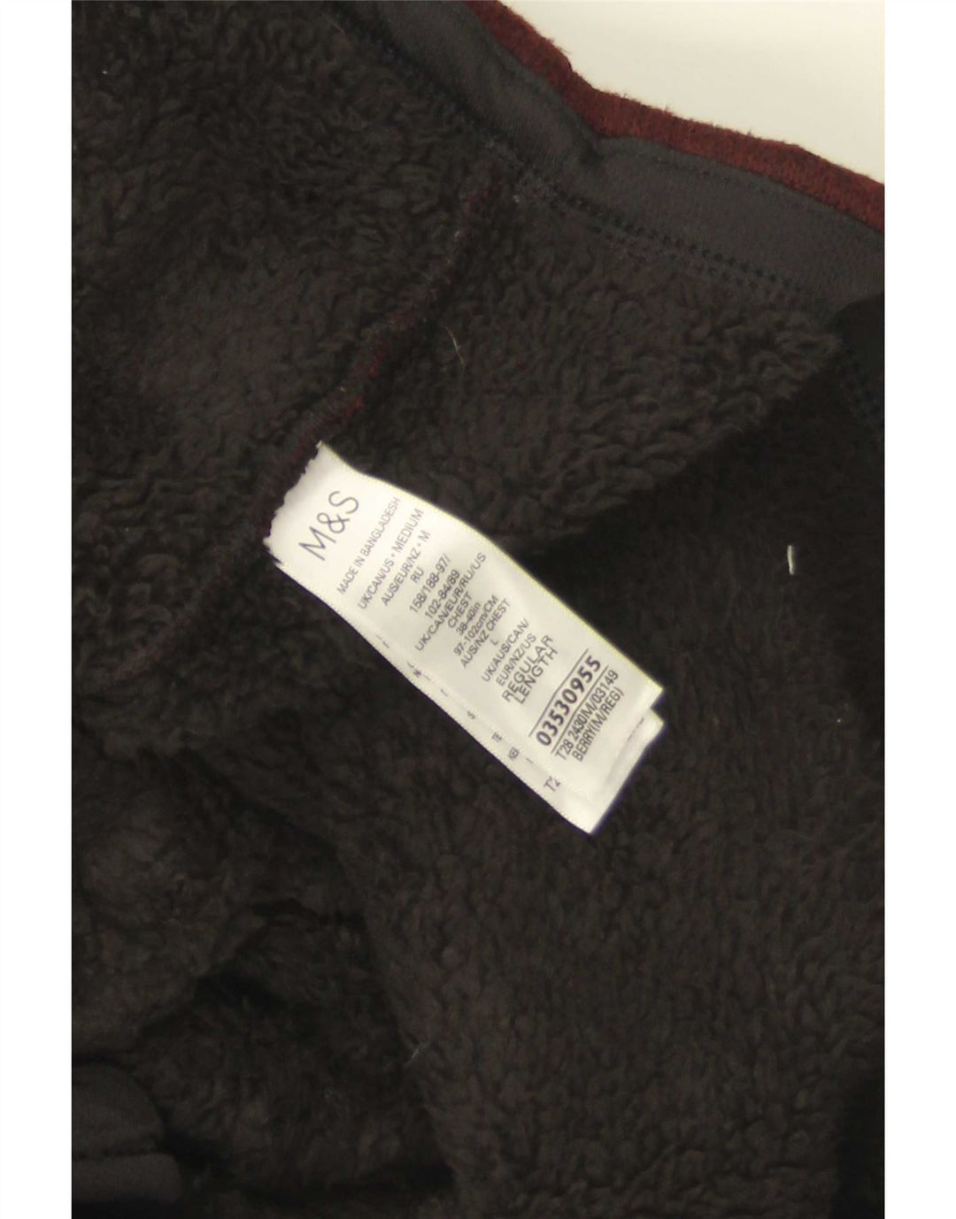 Giacca da ginnastica da uomo Marks & Spencer Sherpa in poliestere bordeaux medio