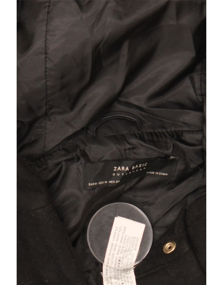 Zara Dame Hooded Bomber Jacket UK 14 Medium Black Polyester
