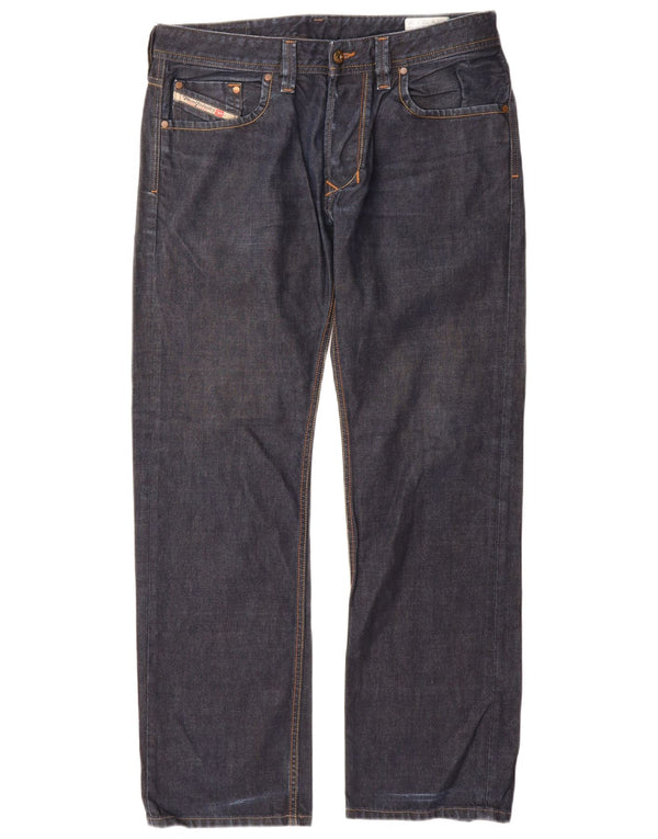 Diesel Mens Larkee Regular Straight Jeans W32 L30 Navy Blue Cotton
