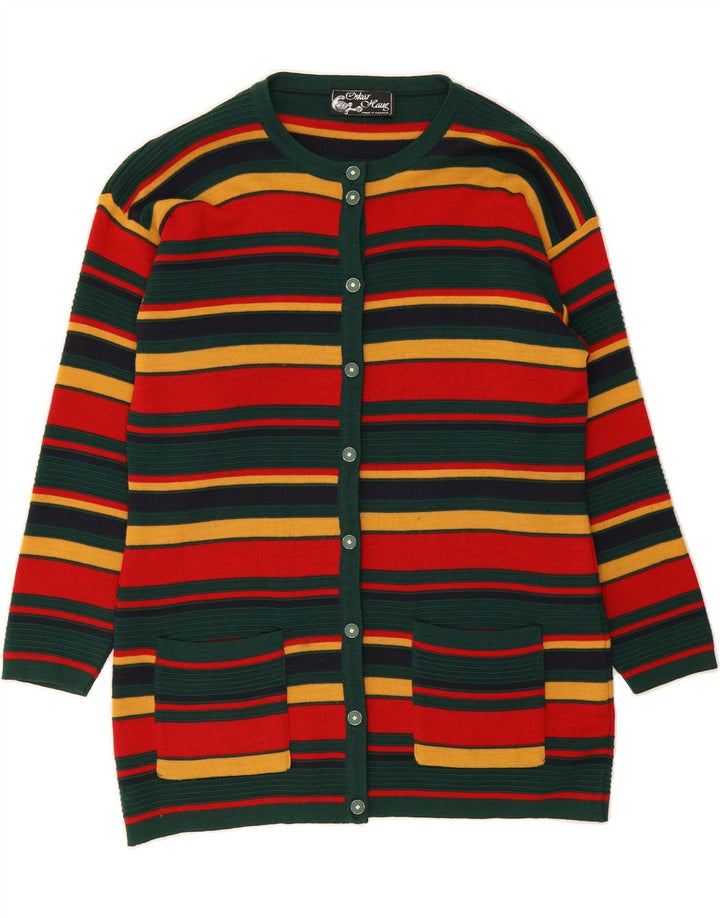 OSKAR HAUG Womens Cardigan Sweater UK 16 Large Multicoloured Striped Vintage Oskar Haug and Second-Hand Oskar Haug from Messina Hembry 