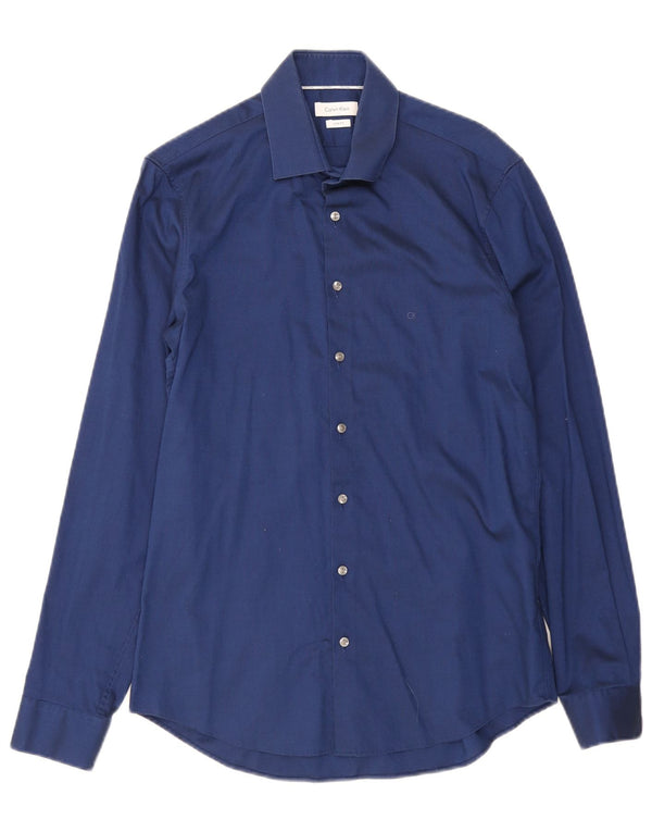 Camicia slim fit da uomo Calvin Klein taglia 39 15 1/2 cotone medio blu navy