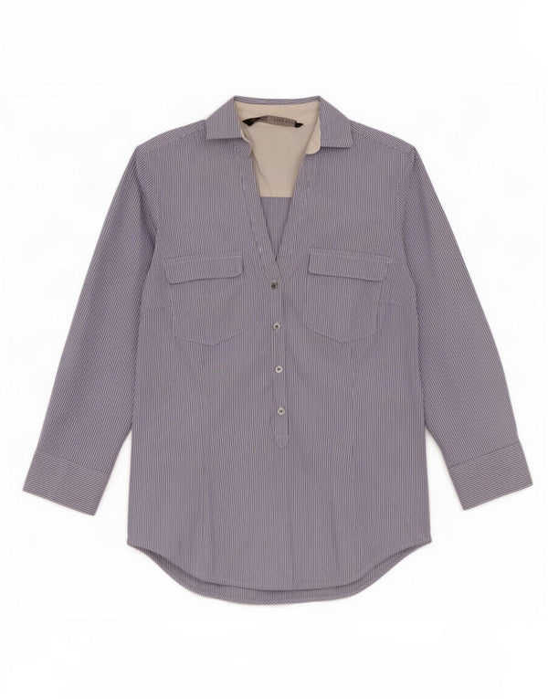 Zara Camisa tipo jersey de manga 3/4 para mujer UK 6 XS Azul Pinstripe