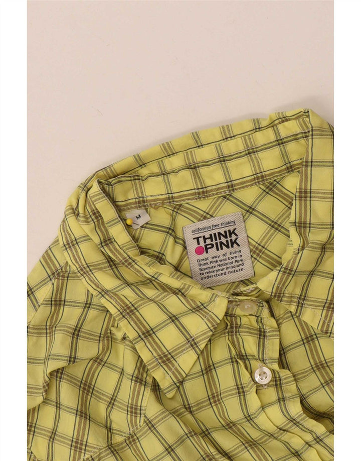 Think Pink Womens Shirt UK 14 Medium Yellow Check