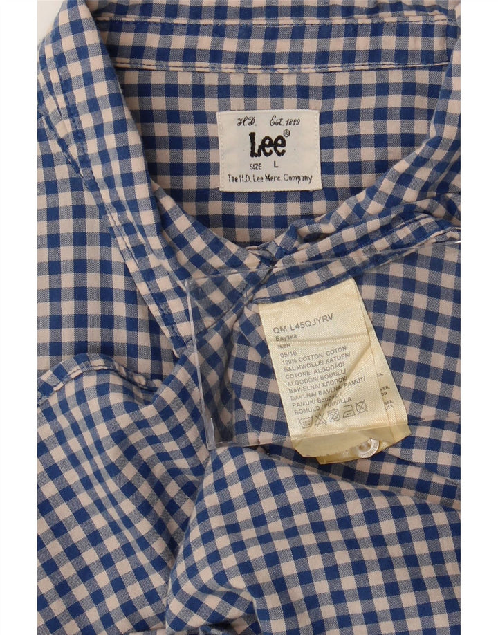 LEE Herreskjorte Stor Blå Gingham Bomuld