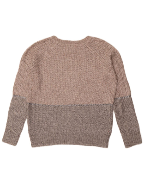 Fat Face Damen-Pullover mit U-Boot-Ausschnitt, Gr. 8, Small, graues Colourblock-Nylon