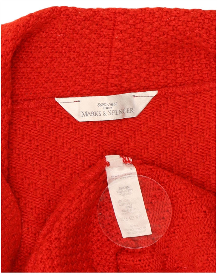 Marks & Spencer Pull cardigan ouvert court pour femme UK 10 Petite laine rouge