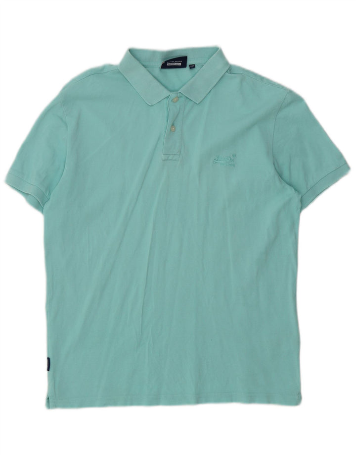 Superdry Mens Polo Shirt Medium Blue Cotton