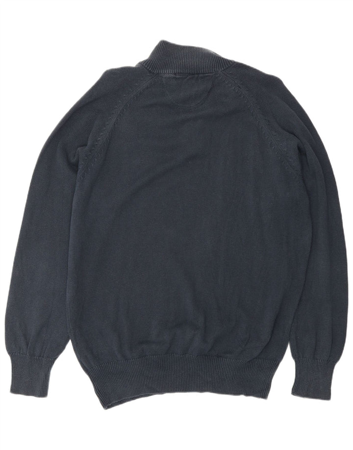 Slam Mens Zip Neck Jumper Sweater XL Navy Blue Cotton