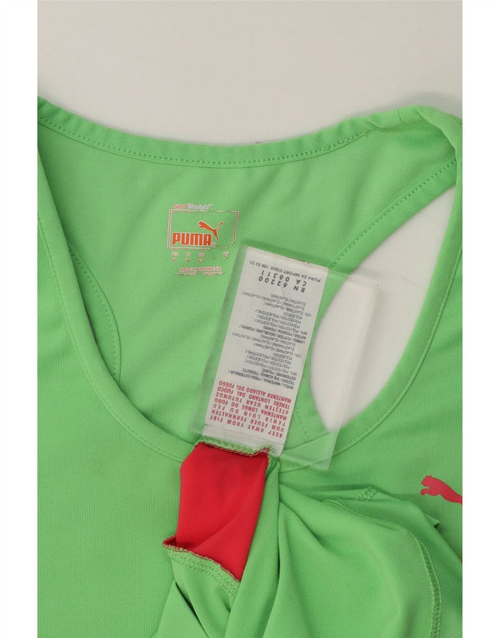 PUMA Womens Vest Top UK 12 Medium Green Colourblock Polyester Vintage Puma and Second-Hand Puma from Messina Hembry 