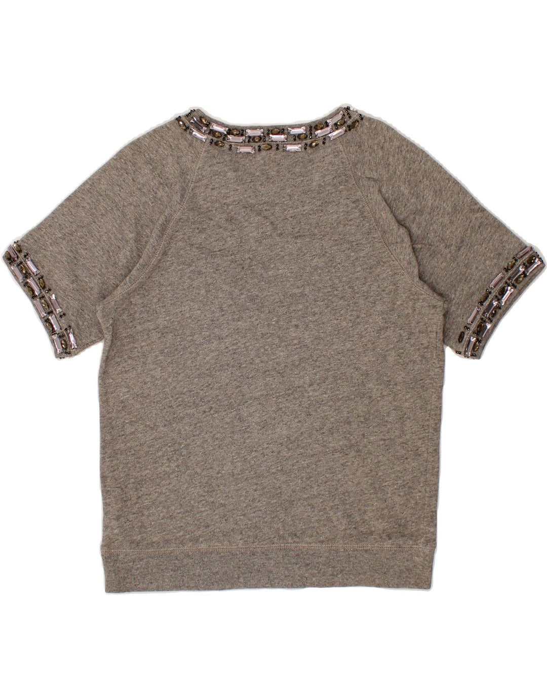 J. CREW Womens Short Sleeve Sweatshirt Jumper UK 14 Medium Grey Cotton Vintage J. Crew and Second-Hand J. Crew from Messina Hembry 
