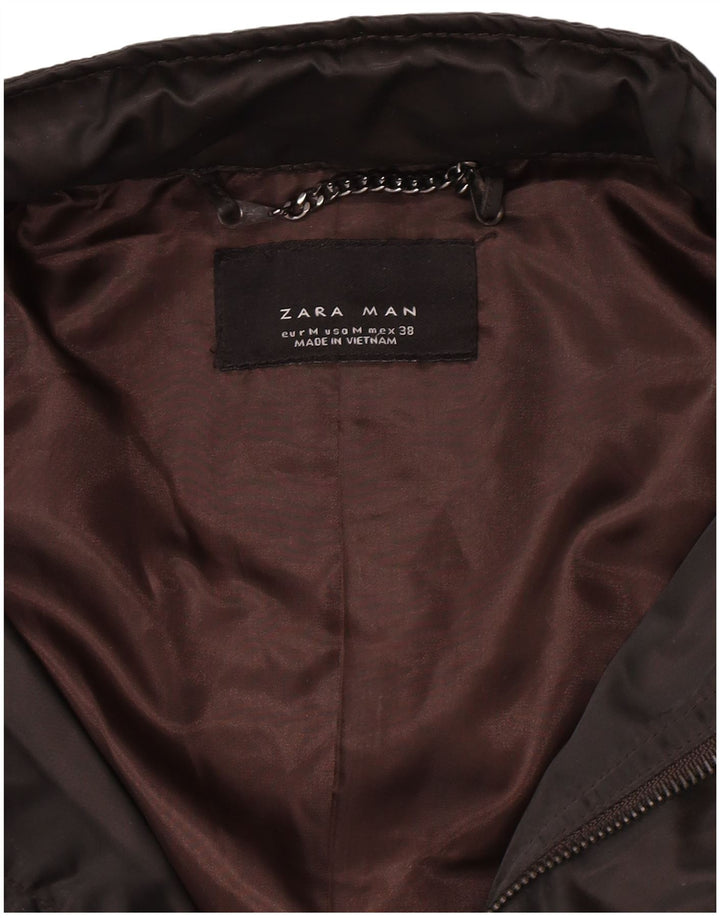 Zara Herre Hooded Utility Jacket UK 38 Medium Brown