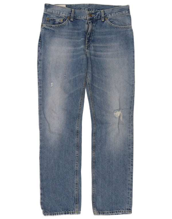 Dondup Womens Distressed Straight Jeans W27 L28 Blue Cotton