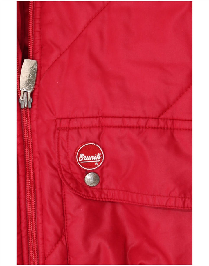Brunik Mens Padded Jacket UK 38 Medium Red Colourblock