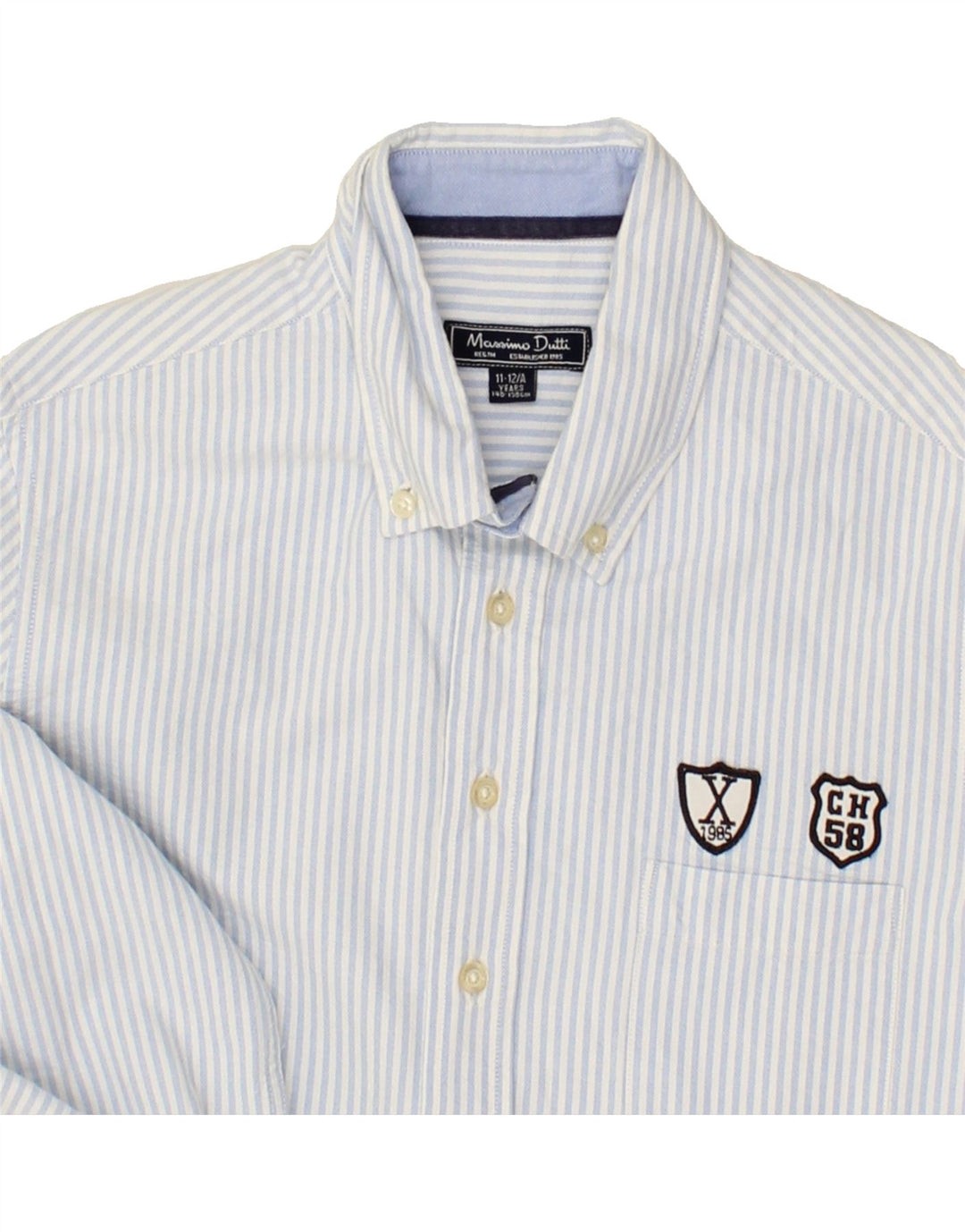 MASSIMO DUTTI Boys Shirt 11-12 Years Blue Pinstripe Cotton Vintage Massimo Dutti and Second-Hand Massimo Dutti from Messina Hembry 