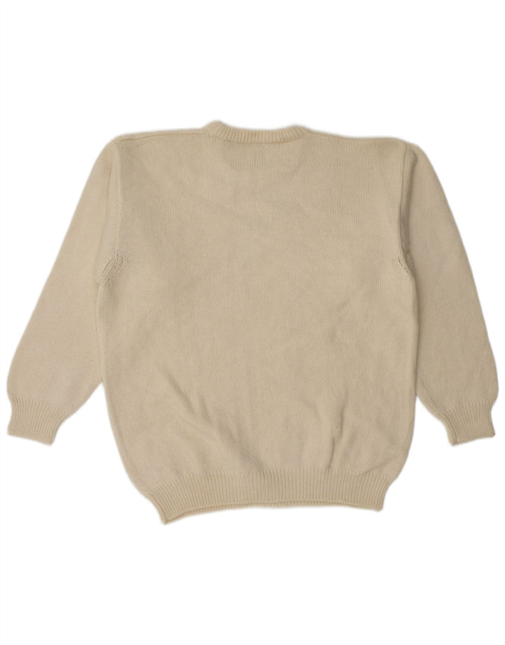 Pollini Mens Crew Neck Jumper Sweater IT 52 Large Beige Wool