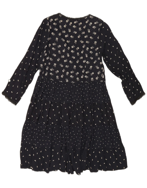 Giorgio Kauten Womens Long Sleeve Tiered Dress UK 12 Medium Black Floral