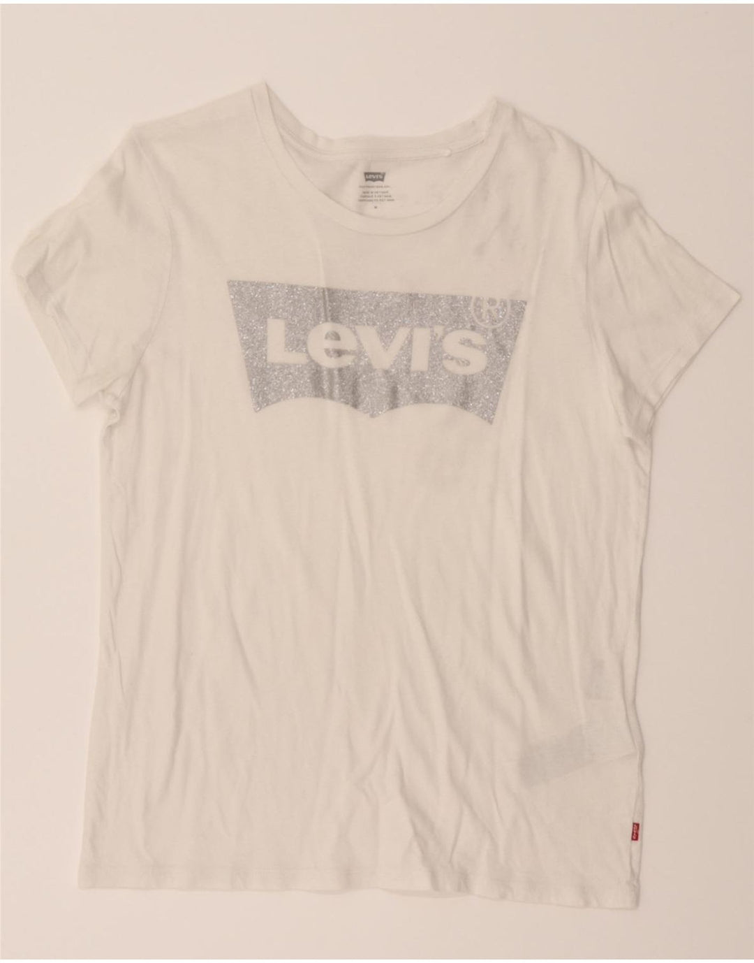 LEVI'S Womens Graphic T-Shirt Top UK 14 Medium White Cotton Vintage Levi's and Second-Hand Levi's from Messina Hembry 