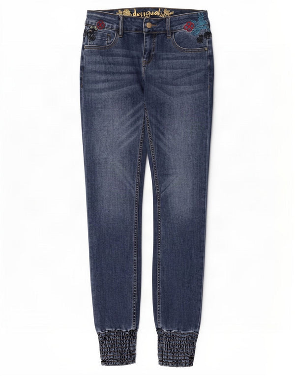 Blugi skinny pentru femei Desigual cu talie joasă EU 38 Medium W28 L32 Blue Floral