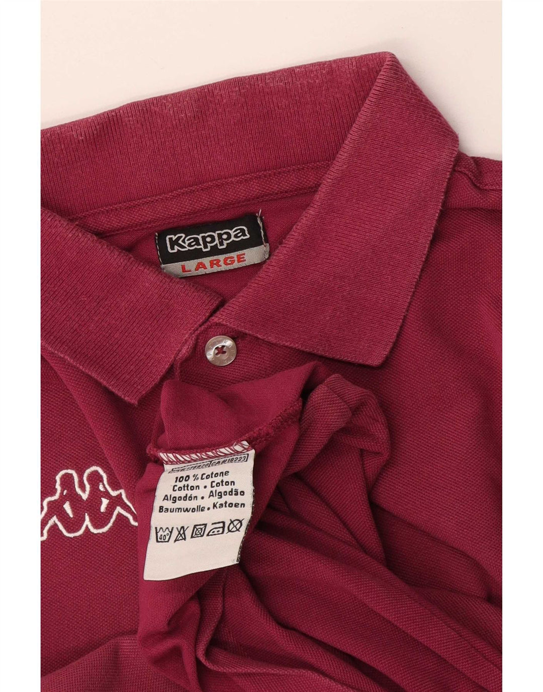 Kappa Mens Polo Shirt Large Burgundy Cotton