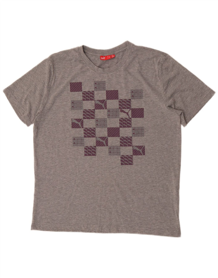 Puma Mens Graphic T-Shirt Top Large Grey Flecked Cotton
