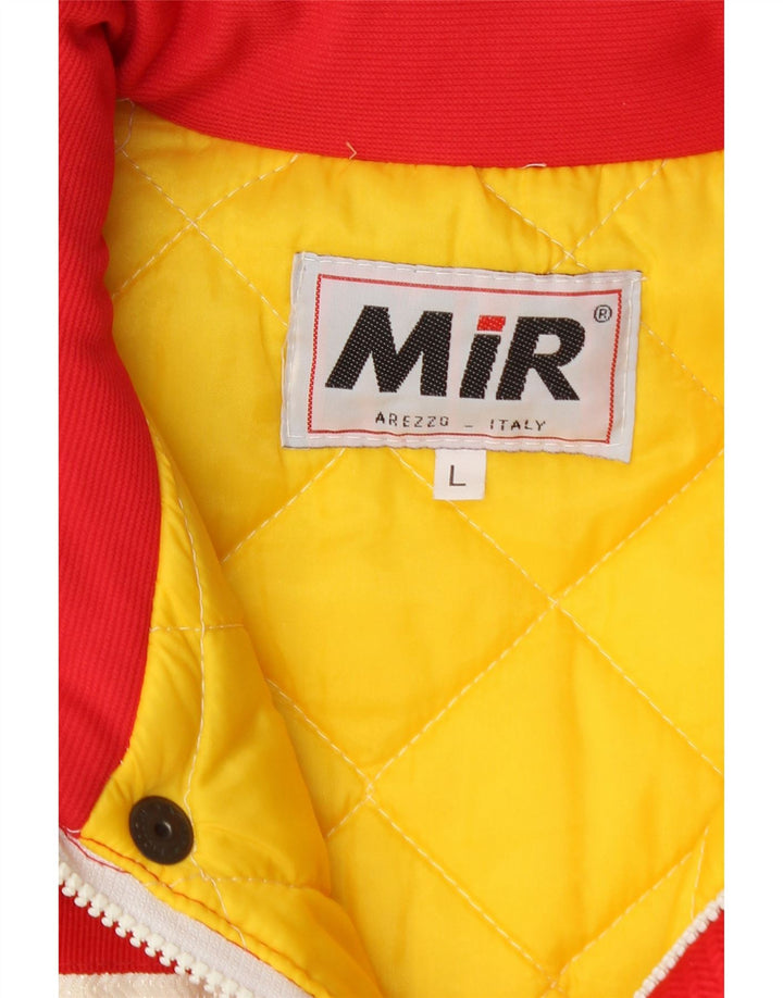 Vintage Mens Padded Coat UK 40 Large Red Colourblock