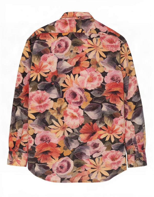 Camicia da uomo in velluto a coste Ingro Rose grande floreale multicolore